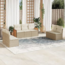 vidaXL 7-delige Loungeset met kussens poly rattan zwart