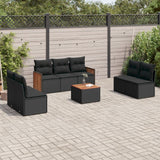 vidaXL 7-delige Loungeset met kussens poly rattan zwart