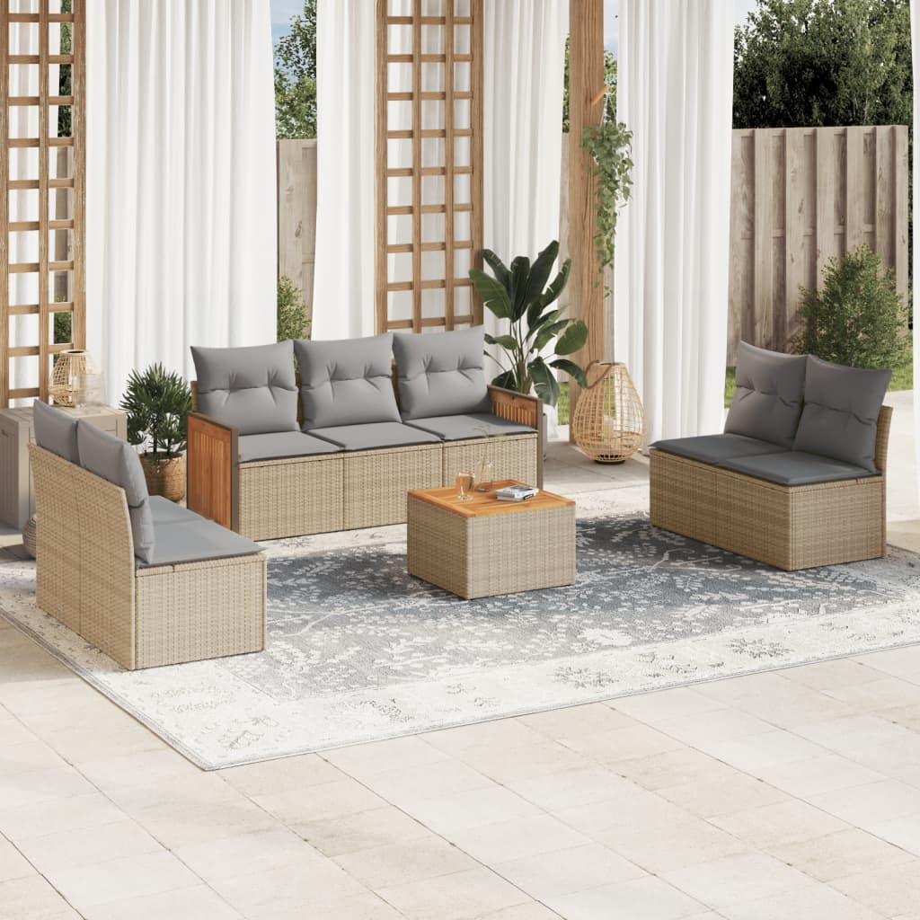 vidaXL 7-delige Loungeset met kussens poly rattan zwart
