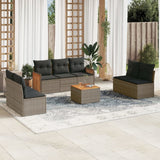 vidaXL 7-delige Loungeset met kussens poly rattan zwart