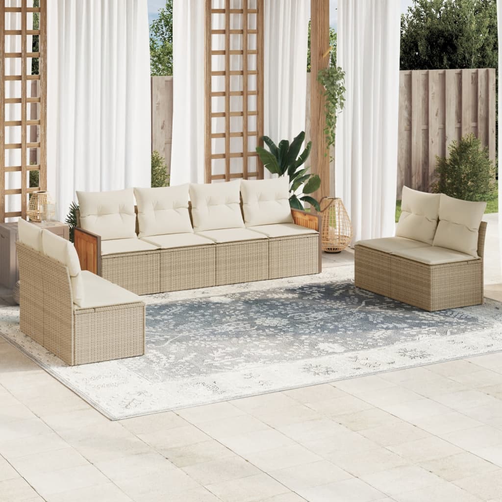 vidaXL 8-delige Loungeset met kussens poly rattan zwart