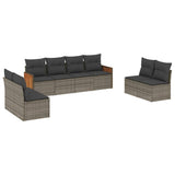 vidaXL 8-delige Loungeset met kussens poly rattan zwart
