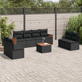 vidaXL 8-delige Loungeset met kussens poly rattan zwart