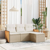 vidaXL 4-delige Loungeset met kussens poly rattan zwart