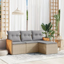 vidaXL 4-delige Loungeset met kussens poly rattan zwart