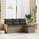 vidaXL 4-delige Loungeset met kussens poly rattan zwart