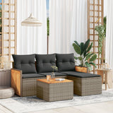 vidaXL 4-delige Loungeset met kussens poly rattan zwart