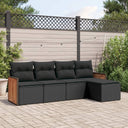 vidaXL 5-Piece Lounge Set with Cushions Poly Rattan Black