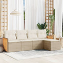 vidaXL 5-Piece Lounge Set with Cushions Poly Rattan Black