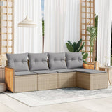 vidaXL 5-Piece Lounge Set with Cushions Poly Rattan Black