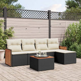 vidaXL 5-Piece Lounge Set with Cushions Poly Rattan Black