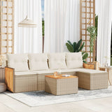vidaXL 5-Piece Lounge Set with Cushions Poly Rattan Black