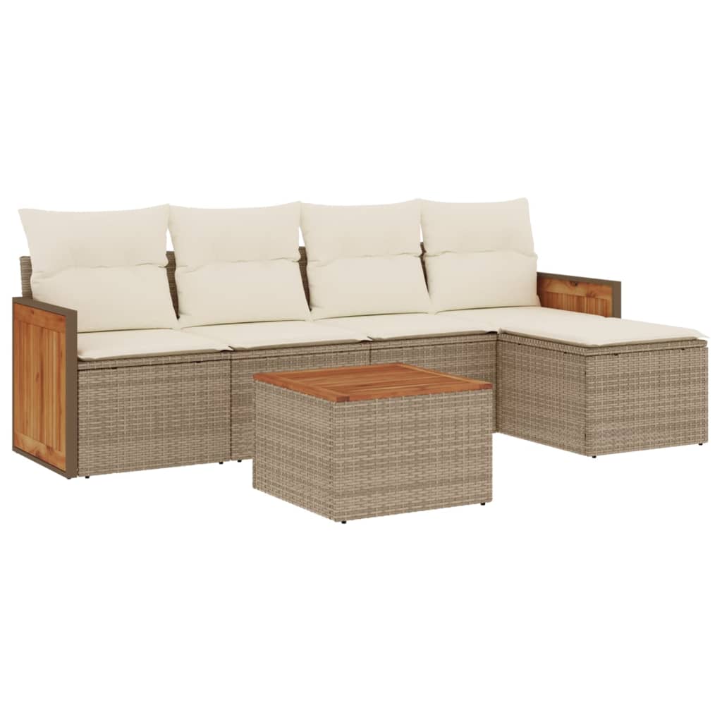 vidaXL 5-Piece Lounge Set with Cushions Poly Rattan Black