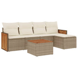 vidaXL 5-Piece Lounge Set with Cushions Poly Rattan Black