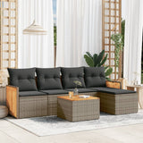 vidaXL 5-Piece Lounge Set with Cushions Poly Rattan Black