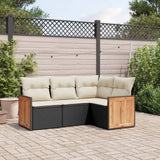 vidaXL 4-delige Loungeset met kussens poly rattan zwart