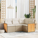 vidaXL 4-delige Loungeset met kussens poly rattan zwart