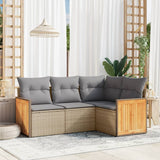 vidaXL 4-delige Loungeset met kussens poly rattan zwart