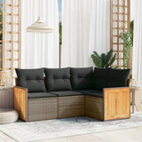 vidaXL 4-delige Loungeset met kussens poly rattan zwart