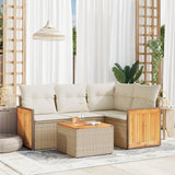 vidaXL 4-delige Loungeset met kussens poly rattan zwart