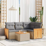 vidaXL 4-delige Loungeset met kussens poly rattan zwart