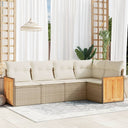vidaXL 5-delige Loungeset met kussens poly rattan zwart