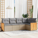 vidaXL 5-delige Loungeset met kussens poly rattan zwart