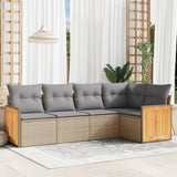vidaXL 5-delige Loungeset met kussens poly rattan zwart