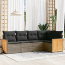 vidaXL 5-delige Loungeset met kussens poly rattan zwart