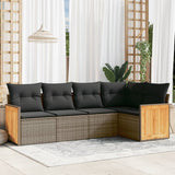 vidaXL 5-delige Loungeset met kussens poly rattan zwart