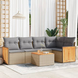 vidaXL 5-delige Loungeset met kussens poly rattan zwart