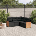 vidaXL 5-delige Loungeset met kussens poly rattan zwart