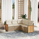 vidaXL 5-delige Loungeset met kussens poly rattan zwart