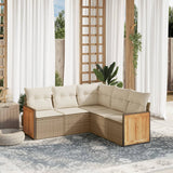 vidaXL 5-delige Loungeset met kussens poly rattan zwart