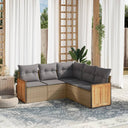 vidaXL 5-delige Loungeset met kussens poly rattan zwart