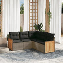 vidaXL 5-delige Loungeset met kussens poly rattan zwart