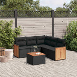 vidaXL 5-delige Loungeset met kussens poly rattan zwart