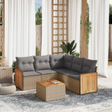 vidaXL 5-delige Loungeset met kussens poly rattan zwart
