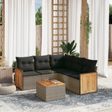 vidaXL 5-delige Loungeset met kussens poly rattan zwart
