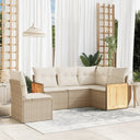 vidaXL 5-delige Loungeset met kussens poly rattan zwart