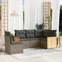 vidaXL 5-delige Loungeset met kussens poly rattan zwart