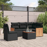 vidaXL 5-delige Loungeset met kussens poly rattan zwart