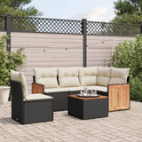vidaXL 5-delige Loungeset met kussens poly rattan zwart
