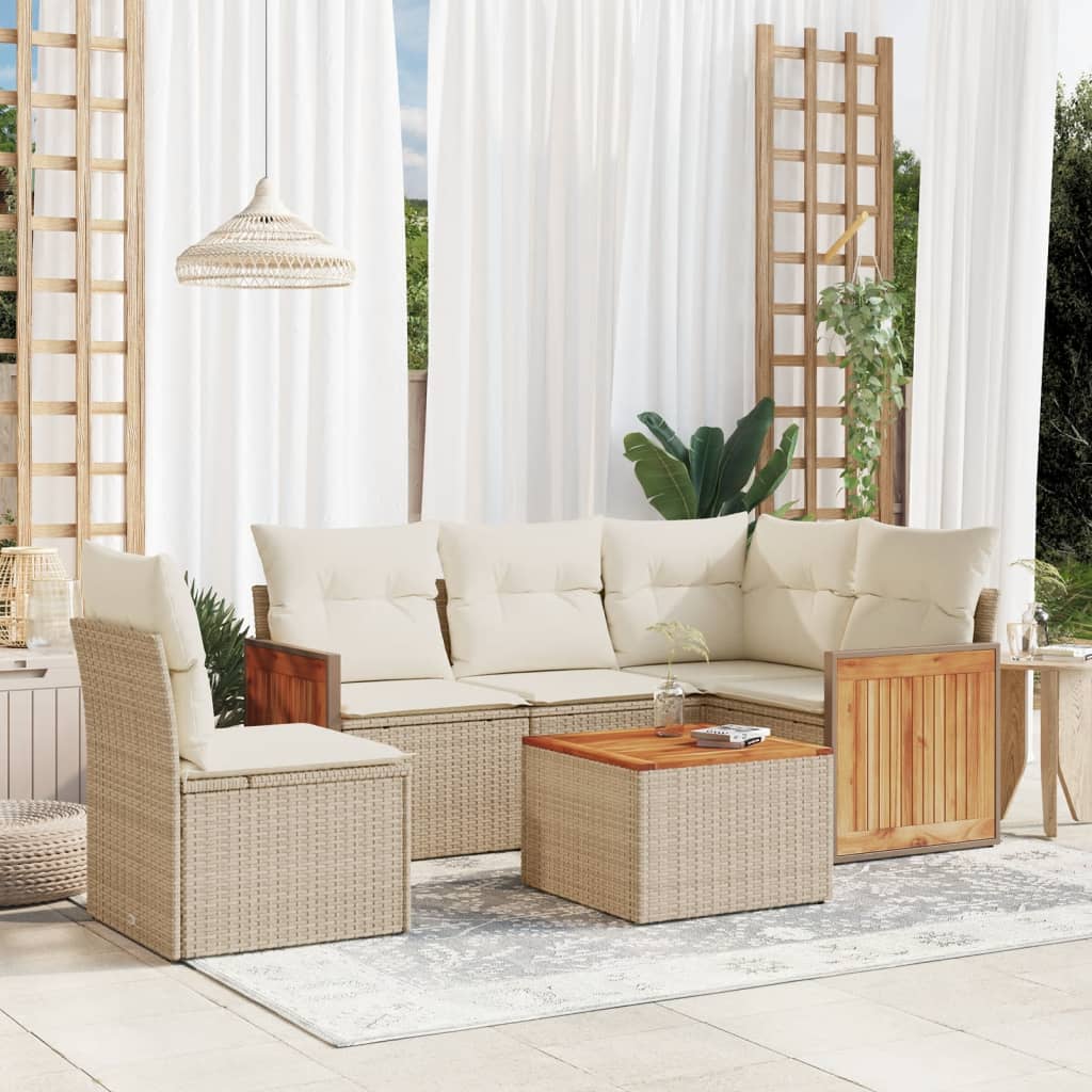 vidaXL 5-delige Loungeset met kussens poly rattan zwart