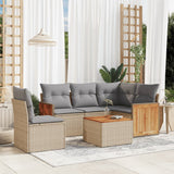 vidaXL 5-delige Loungeset met kussens poly rattan zwart