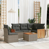 vidaXL 5-delige Loungeset met kussens poly rattan zwart