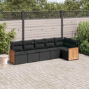 vidaXL 6-delige Loungeset met kussens poly rattan zwart