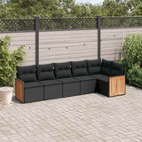 vidaXL 6-delige Loungeset met kussens poly rattan zwart