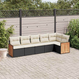 vidaXL 6-delige Loungeset met kussens poly rattan zwart