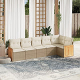 vidaXL 6-delige Loungeset met kussens poly rattan zwart